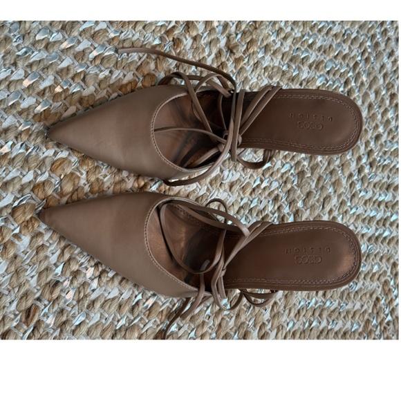 ASOS Design tan ankle tie stilettos - Size 7 (W) - Picture 5 of 8